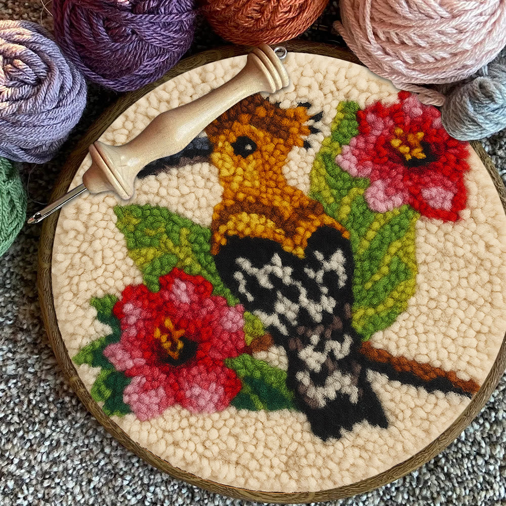 Hoopoe Floral Punch Needle Kit - Artisan-made Craft | Nature-inspired Decor - image 11