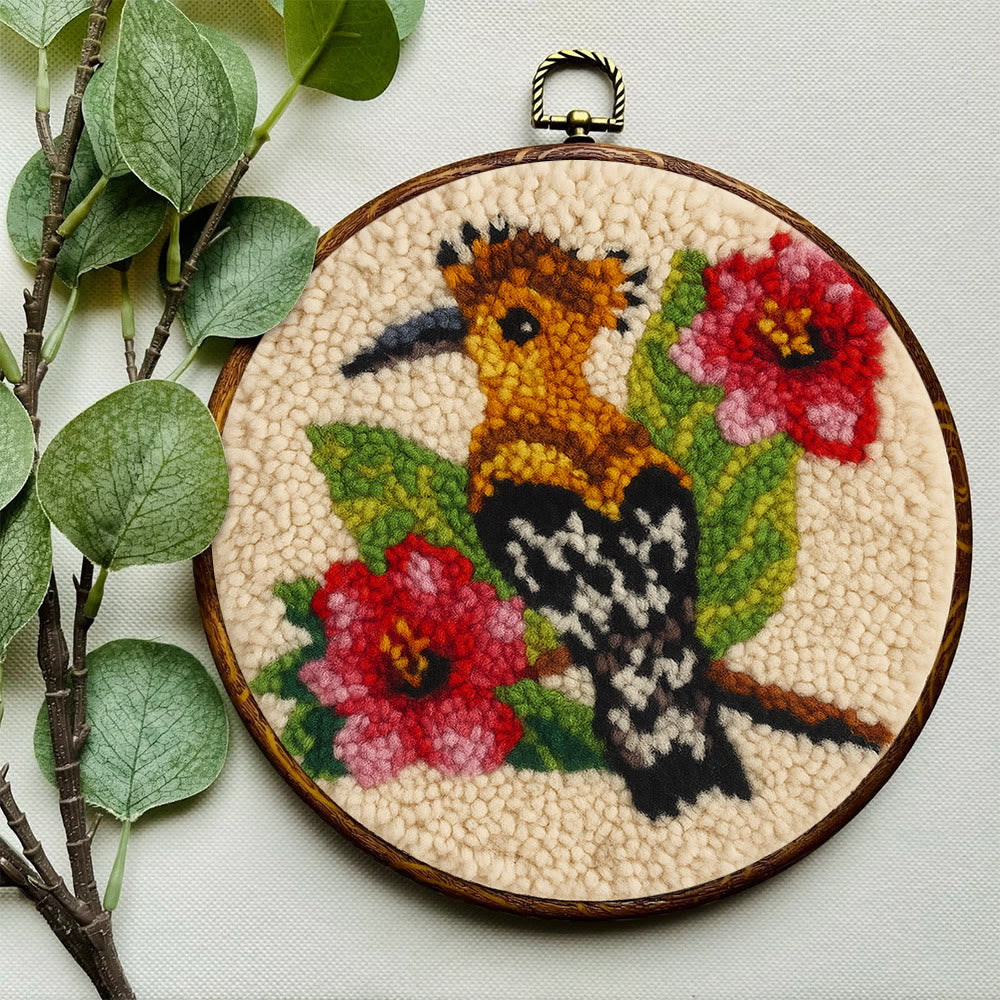 Hoopoe Floral Punch Needle Kit - Artisan-made Craft | Nature-inspired Decor - image 8