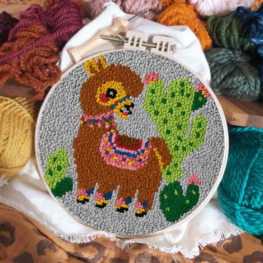 Alpaca Cactus Punch Needle Kit - Handcrafted Art | Boho-Themed Gift - image 2