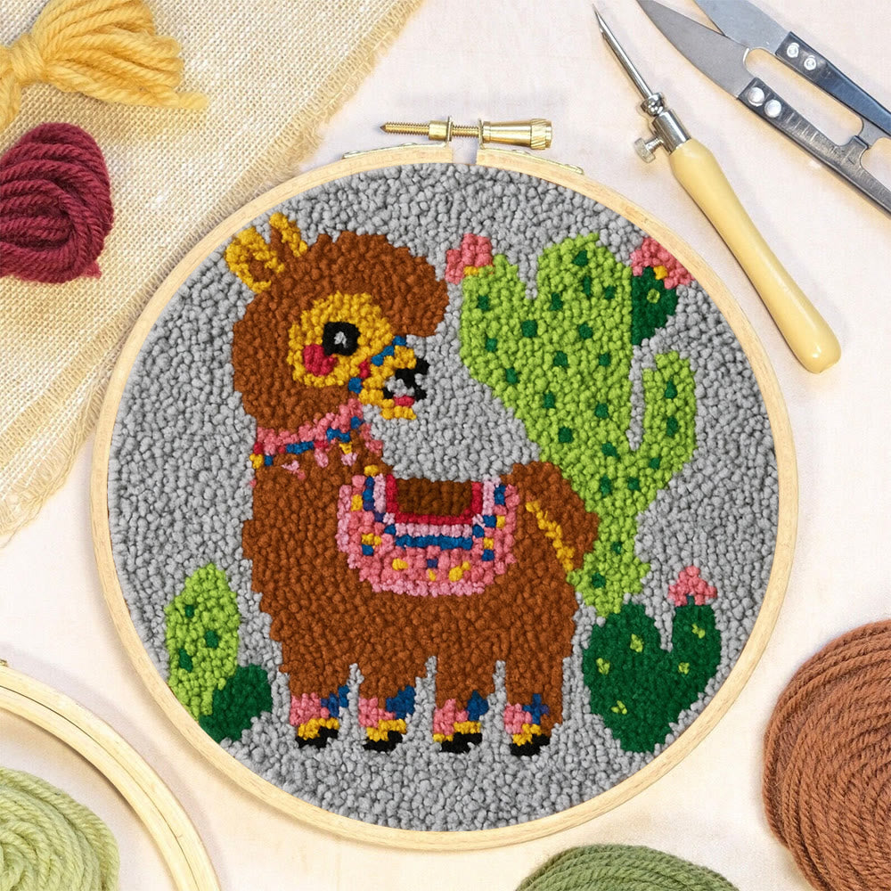 Alpaca Cactus Punch Needle Kit - Handcrafted Art | Boho-Themed Gift - image 4