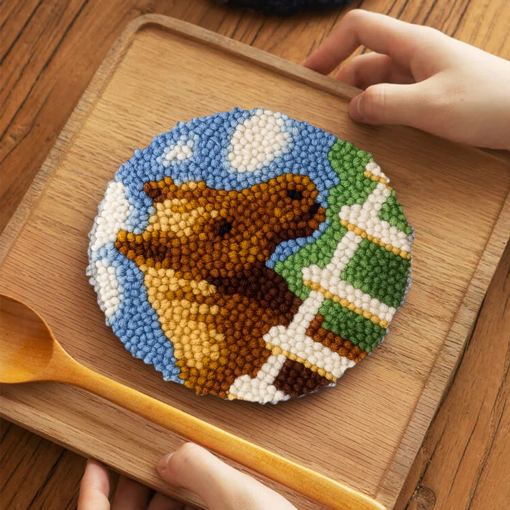 Horse Pasture Punch Needle Kit - Rustic Handcraft Gift |  Artisan-Crafted Art - 5 inch Coaster Kit - image 5