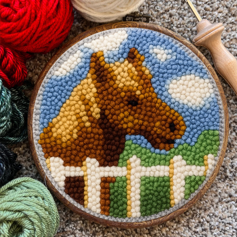 Horse Pasture Punch Needle Kit - Rustic Handcraft Gift |  Artisan-Crafted Art - image 2
