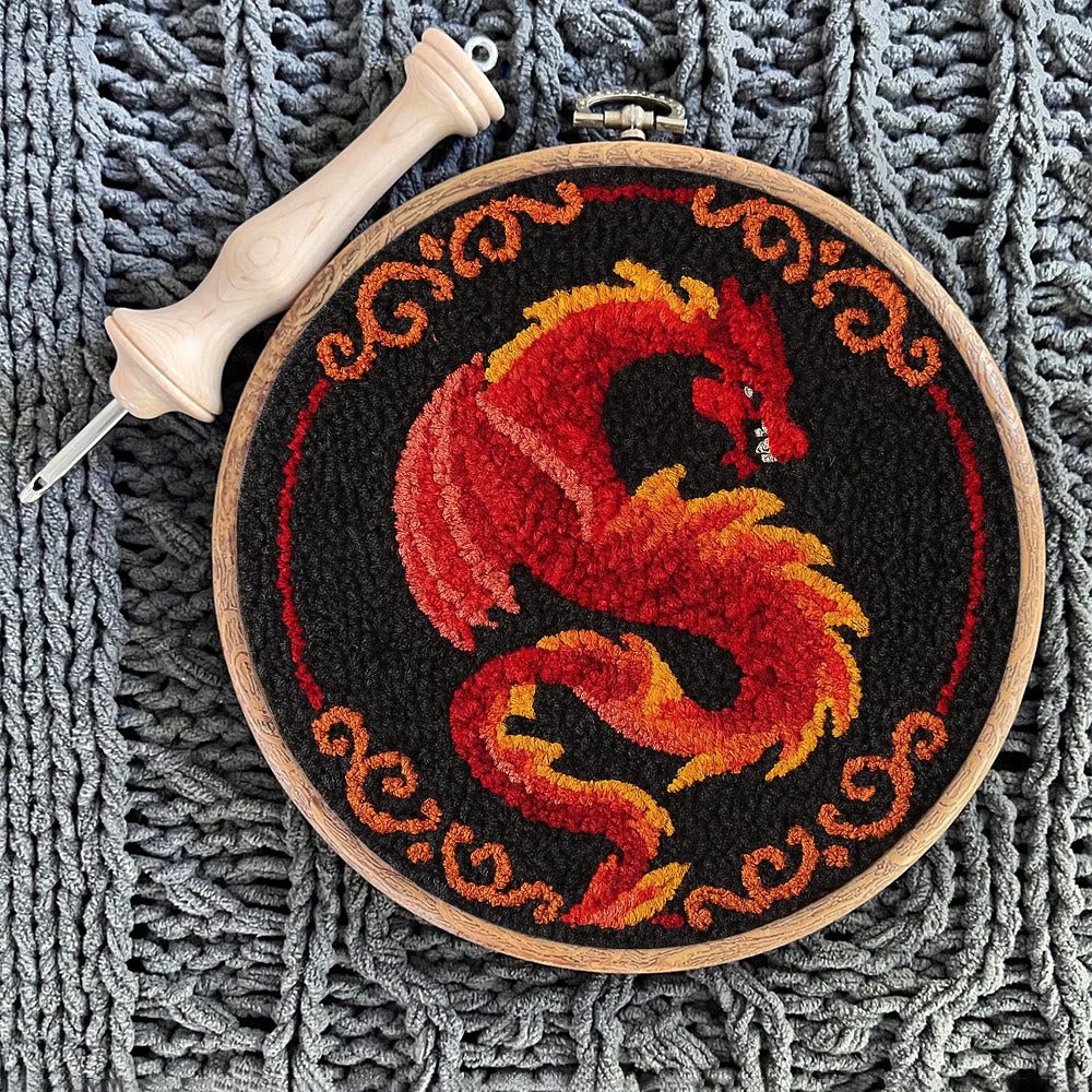 Fire Dragon Punch Needle Kit - Artisan-crafted Art | Fantasy Decor Accent - image 11
