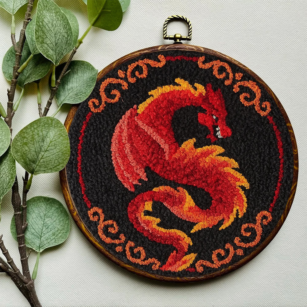 Fire Dragon Punch Needle Kit - Artisan-crafted Art | Fantasy Decor Accent - image 6