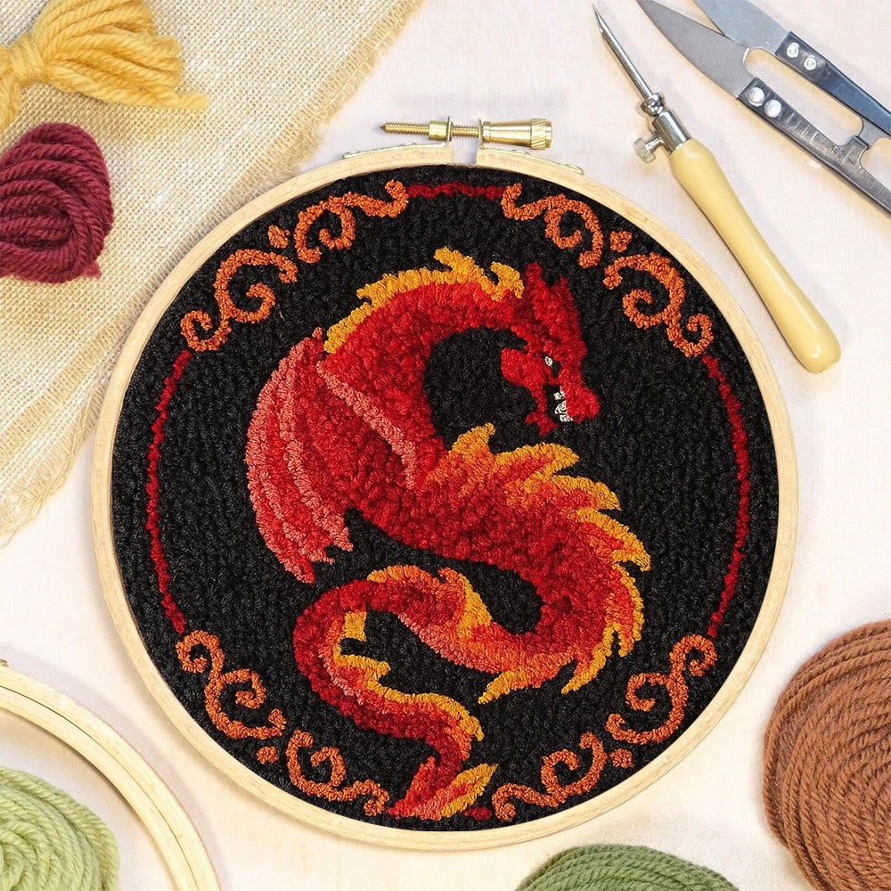 Fire Dragon Punch Needle Kit - Artisan-crafted Art | Fantasy Decor Accent - image 5
