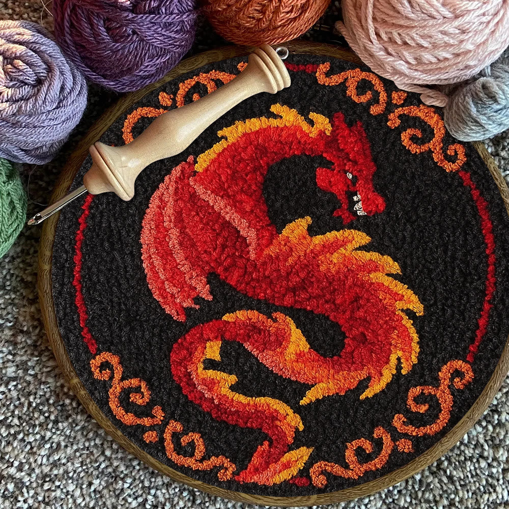 Fire Dragon Punch Needle Kit - Artisan-crafted Art | Fantasy Decor Accent - image 10