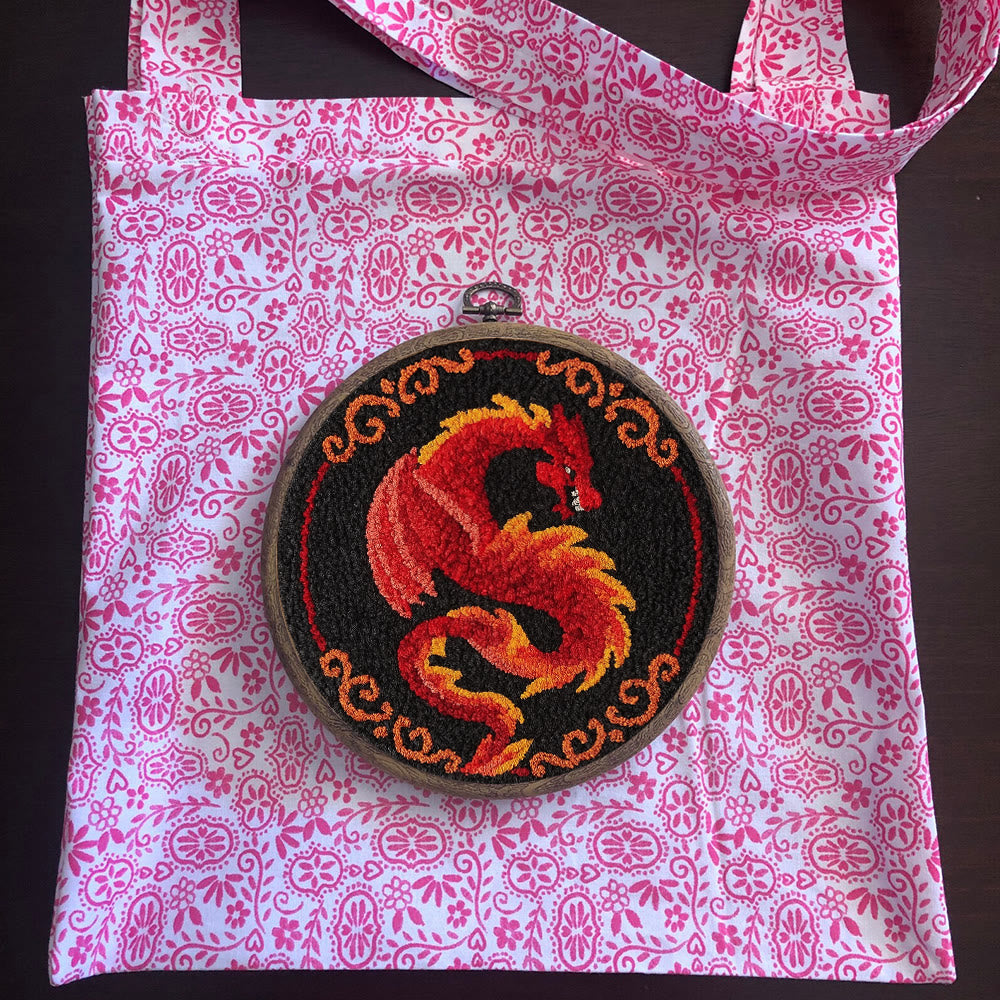 Fire Dragon Punch Needle Kit - Artisan-crafted Art | Fantasy Decor Accent - image 12