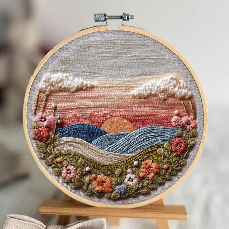 Rubbyoo Embroidery Kit - Floral Sunset Landscape | Scenic Diy Craft | Artistic Home Accent Kit - image 3