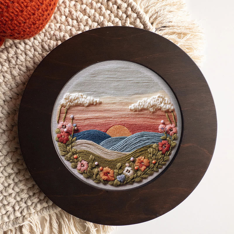 Rubbyoo Embroidery Kit - Floral Sunset Landscape | Scenic Diy Craft | Artistic Home Accent Kit - image 5