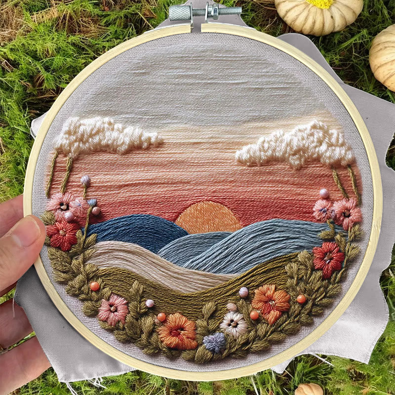 Rubbyoo Embroidery Kit - Floral Sunset Landscape | Scenic Diy Craft | Artistic Home Accent Kit - image 8