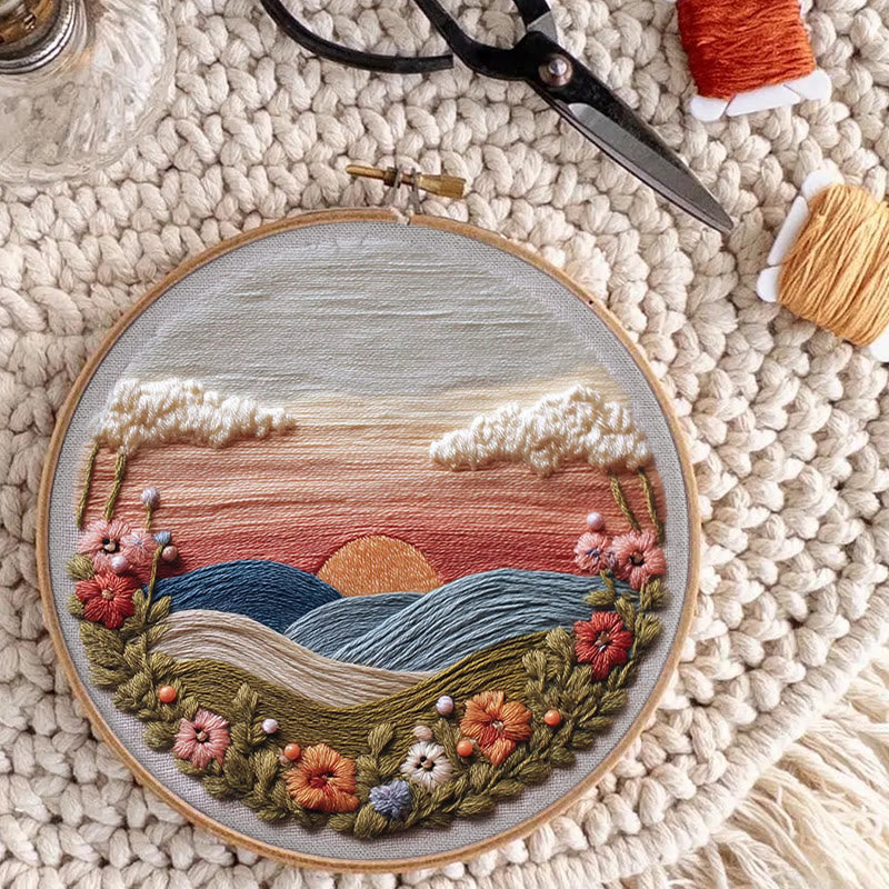 Rubbyoo Embroidery Kit - Floral Sunset Landscape | Scenic Diy Craft | Artistic Home Accent Kit - image 7