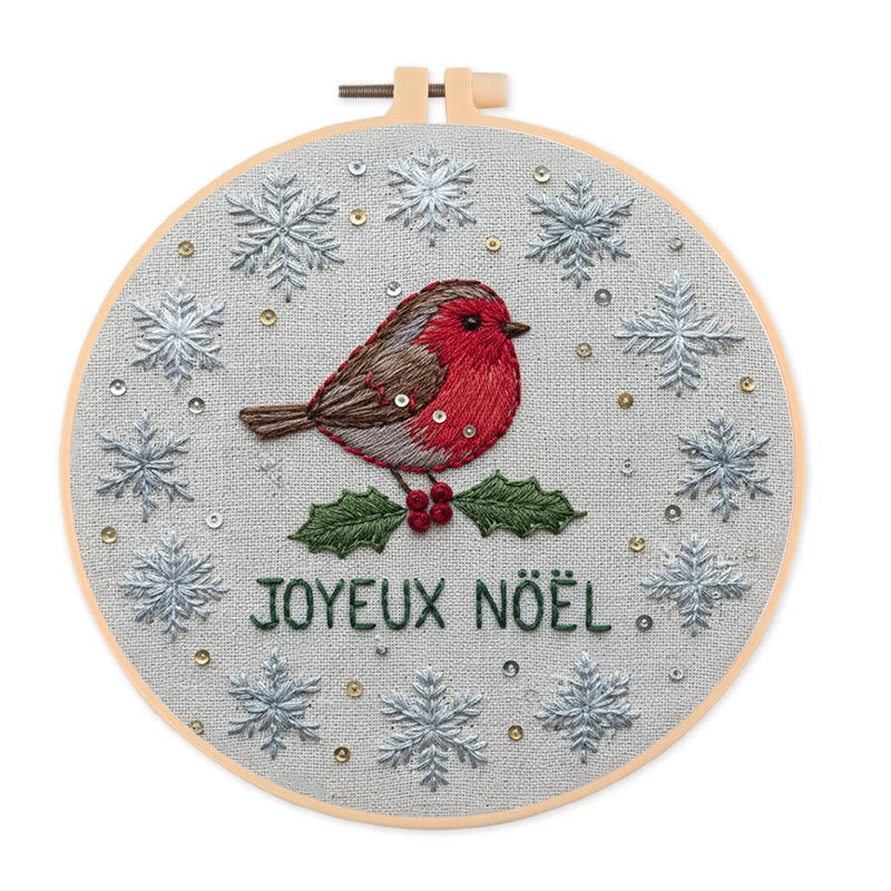 Rubbyoo Embroidery Kit - Christmas Robin Snowflake | Festive Diy Craft | Perfect Holiday Kit - 20*20cm - image 0
