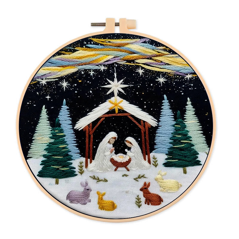 Rubbyoo Embroidery Kit - Nativity Christmas Night | Religious Diy | Spiritual Home Accent - 20*20cm - image 0