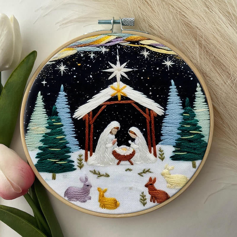 Rubbyoo Embroidery Kit - Nativity Christmas Night | Religious Diy | Spiritual Home Accent - image 2