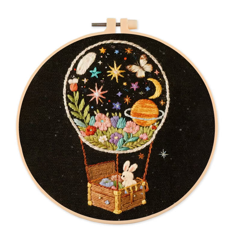 Rubbyoo Embroidery Kit - Bunny Cosmos Balloon | Enchanting Home Accent | Ideal Creative Gift - 20*20cm - image 0