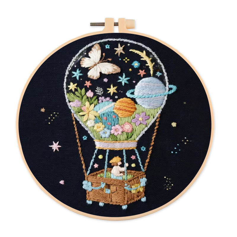 Rubbyoo Embroidery Kit - Cosmic Balloon Quest | Creative Stitch Work | Thoughtful Handmade Gift - 20*20cm - image 0