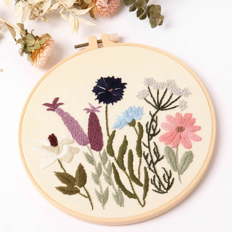 Rubbyoo 4-piece Beginner Embroidery Kit - Flower And Botanical Design | Embroidery Starter Needle Stitch Practice | Nice Art For Decor - image 2