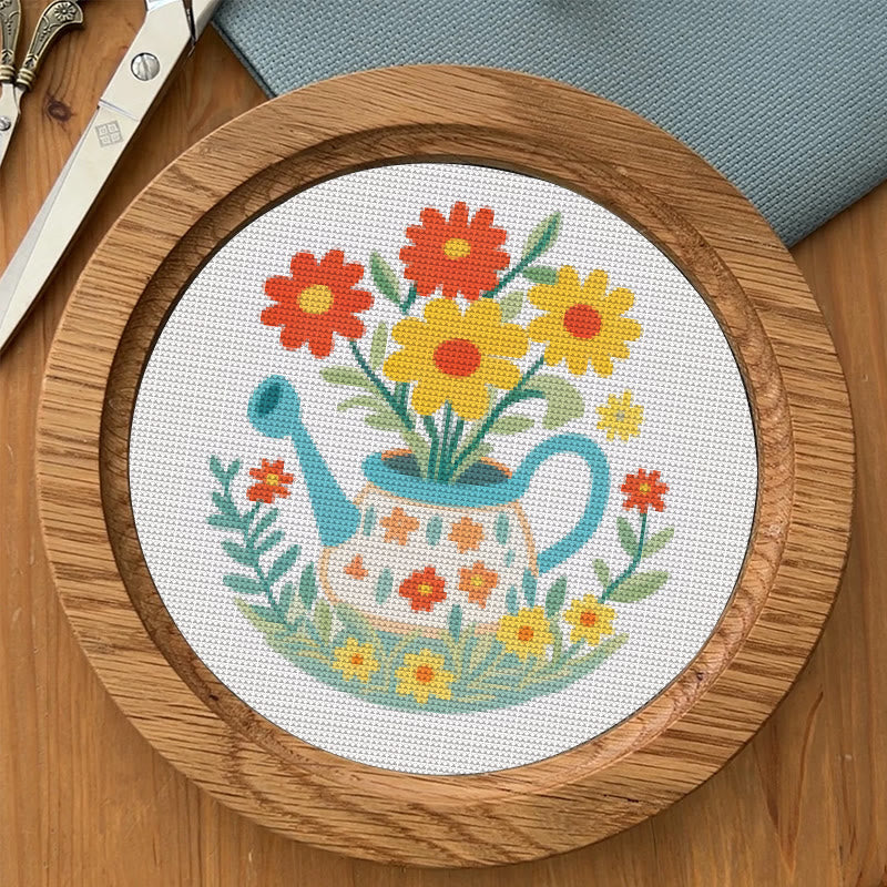 Cross Stitch Kit - Watering Can | Floral Handmade Needlework | Perfect For Wall Hanging  - image 4