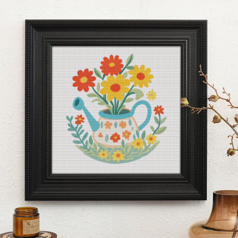 Cross Stitch Kit - Watering Can | Floral Handmade Needlework | Perfect For Wall Hanging  - image 8