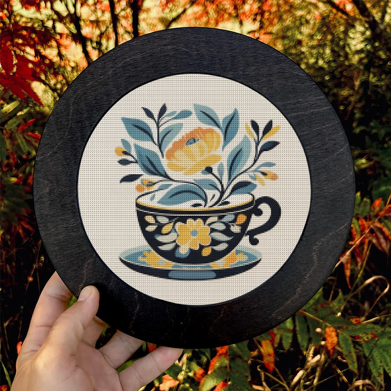Cross Stitch Kit - Floral Teacup | Elegant Needle Craft | Hoop Art For Hanging Decoration  - image 8