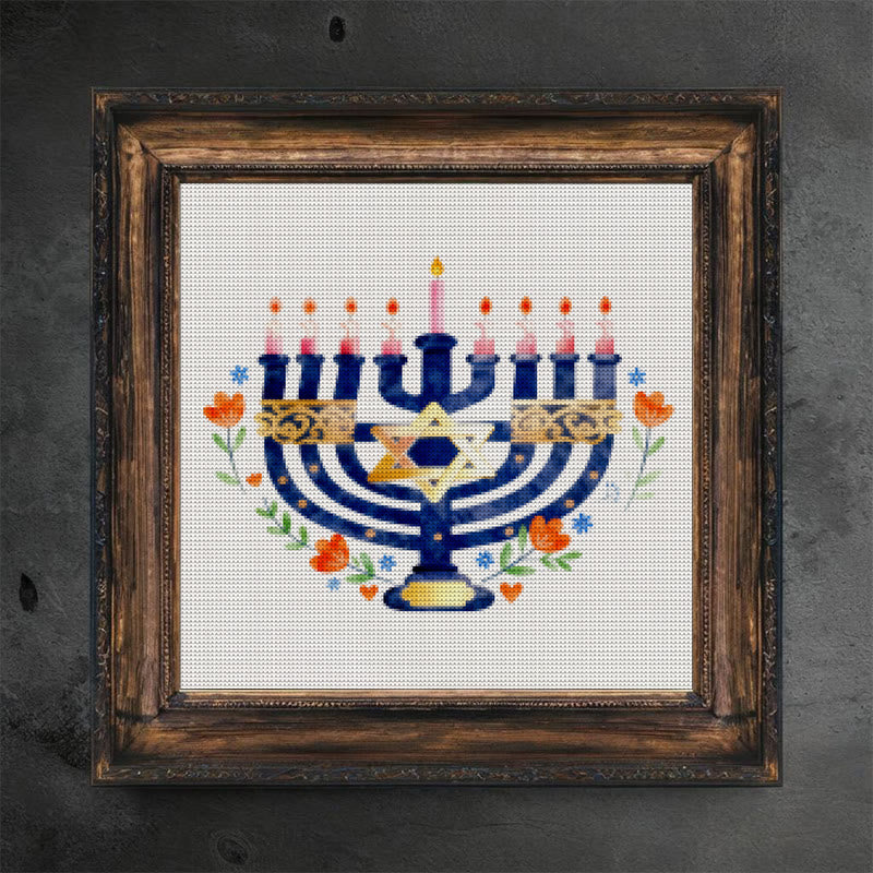 Cross Stitch Kit - Hanukkiah Candlestick | Diy Christmas Ornament | Personalised Handmade Gift - image 4