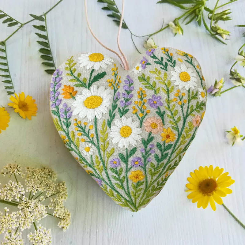 Rubbyoo Heart Embroidery Kit - Wildflower Bounty | Nature-inspired Hand Stitch | Artisanal Home Decor - image 3