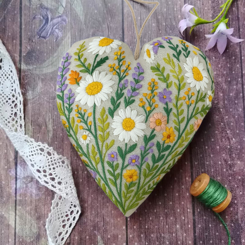 Rubbyoo Heart Embroidery Kit - Wildflower Bounty | Nature-inspired Hand Stitch | Artisanal Home Decor - image 0