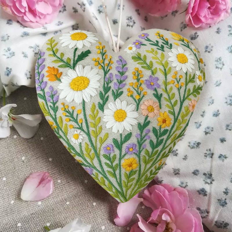 Rubbyoo Heart Embroidery Kit - Wildflower Bounty | Nature-inspired Hand Stitch | Artisanal Home Decor - image 4