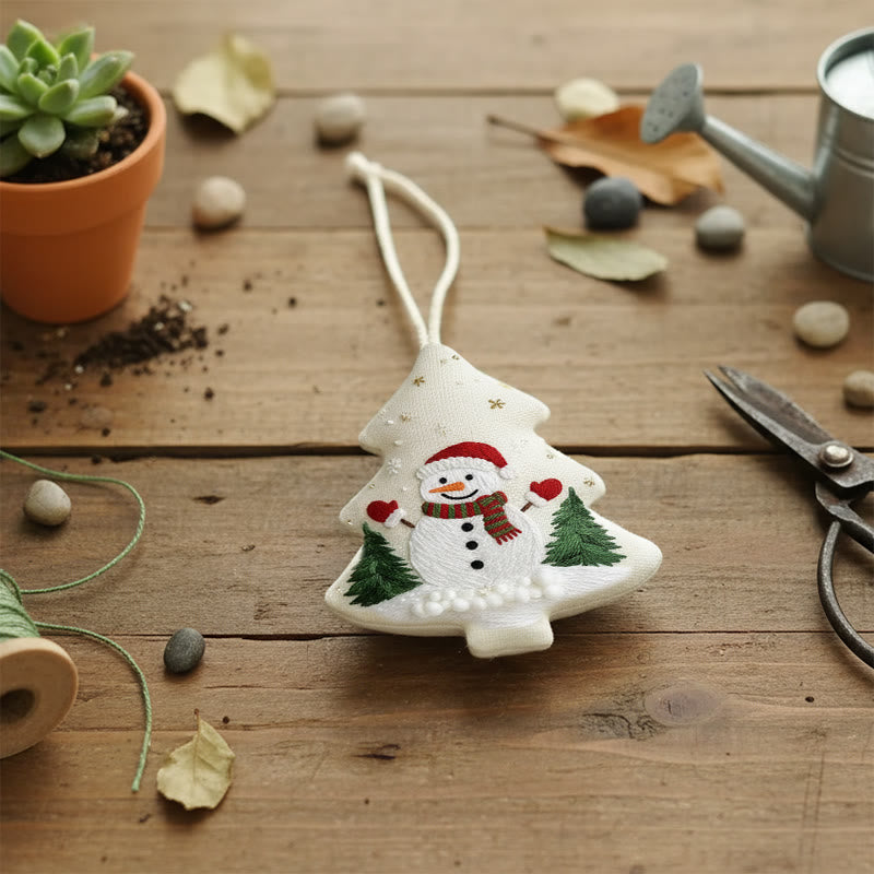 Rubbyoo Tree-shaped Embroidery Kit - Snowman Tree Charm | Festive Handmade | Charming Holiday Gift - image 7