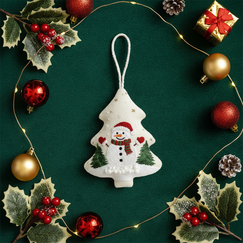 Rubbyoo Tree-shaped Embroidery Kit - Snowman Tree Charm | Festive Handmade | Charming Holiday Gift - image 5