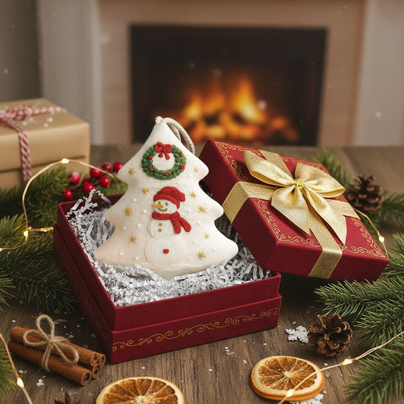 Rubbyoo Tree-shaped Embroidery Kit - Snowman | Winter Handmade Craft | Festive Home Accent - image 4