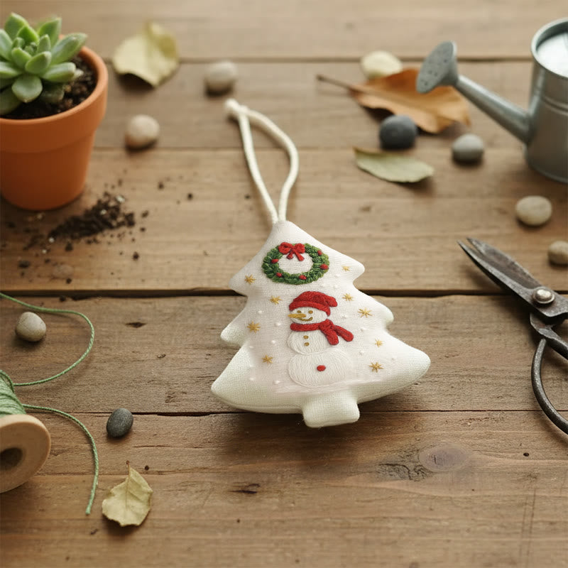 Rubbyoo Tree-shaped Embroidery Kit - Snowman | Winter Handmade Craft | Festive Home Accent - image 9