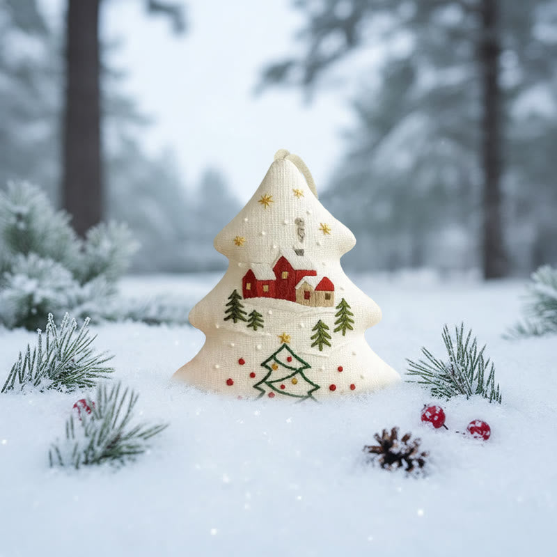 Rubbyoo Tree-shaped Embroidery Kit - Winter Village | Handmade Winter Decor | Gifting Essential - image 1