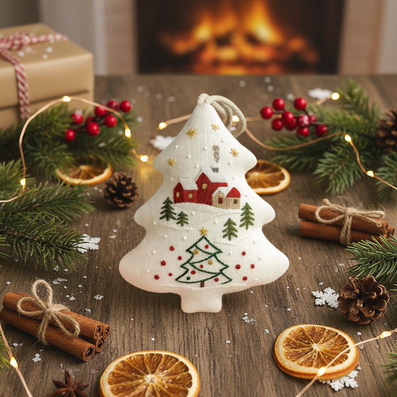 Rubbyoo Tree-shaped Embroidery Kit - Winter Village | Handmade Winter Decor | Gifting Essential - image 3