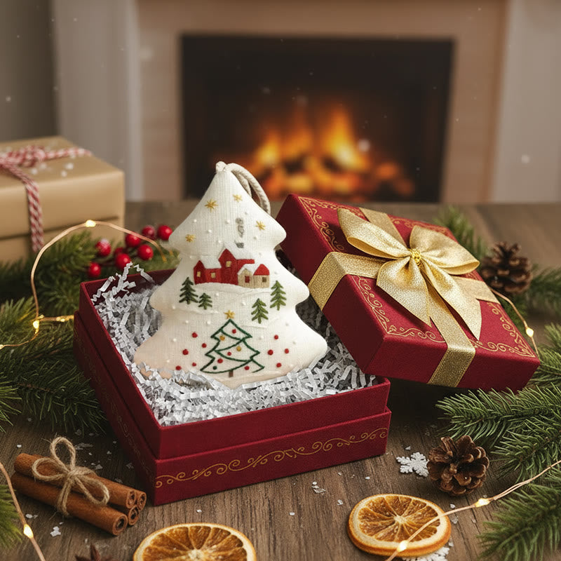 Rubbyoo Tree-shaped Embroidery Kit - Winter Village | Handmade Winter Decor | Gifting Essential - image 9