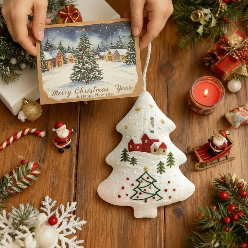 Rubbyoo Tree-shaped Embroidery Kit - Winter Village | Handmade Winter Decor | Gifting Essential - image 5