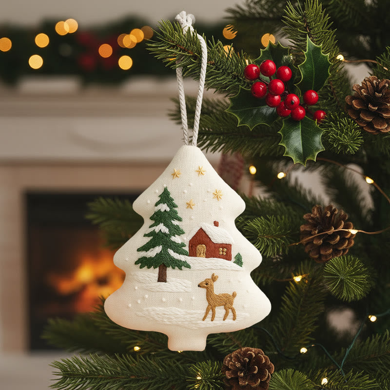 Rubbyoo Tree-shaped Embroidery Kit - Winter Deer | Diy Craft Kit | Beginner Embroidery Pattern - image 0