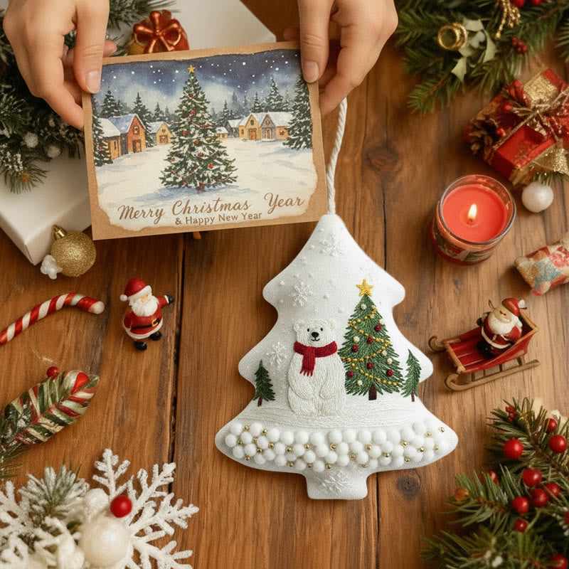 Rubbyoo Tree-shaped Embroidery Kit - Polar Bear Scene | Embroidery Starter Kit | Perfect Gift For Beginners - image 5