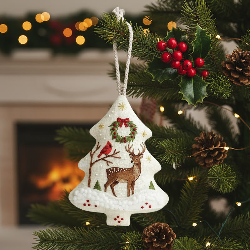 Rubbyoo Tree-shaped Embroidery Kit - Reindeer With Jingle Bells | Crafted With Love Treasure | Christmas Must-have - image 0