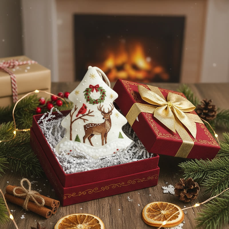 Rubbyoo Tree-shaped Embroidery Kit - Reindeer With Jingle Bells | Crafted With Love Treasure | Christmas Must-have - image 2