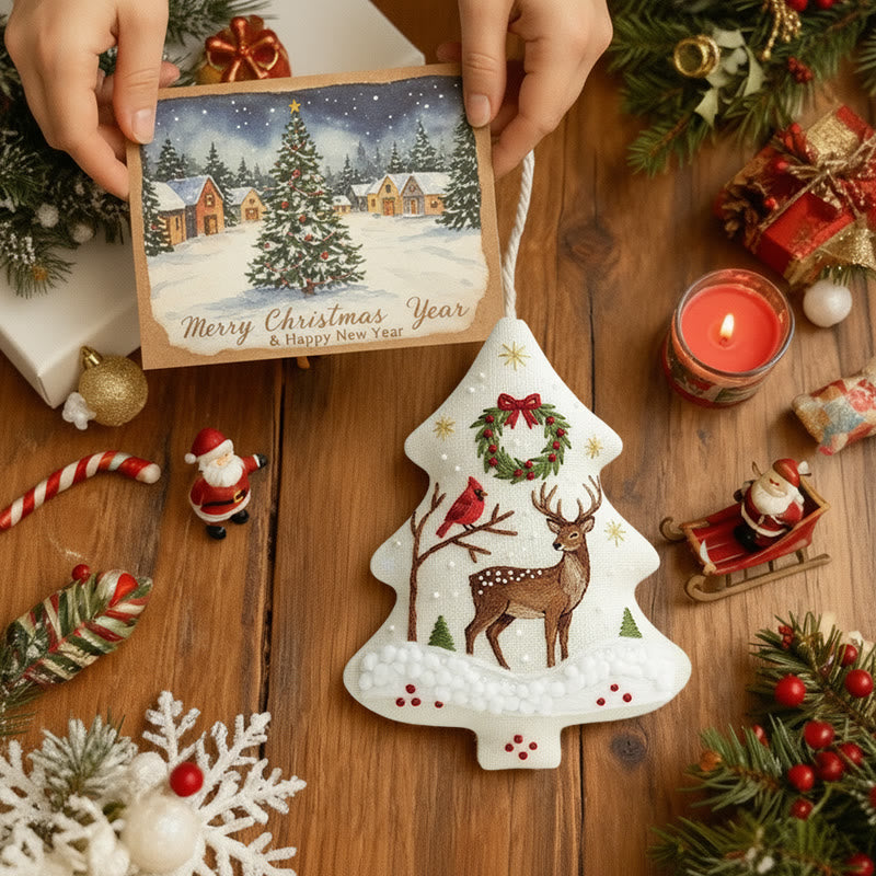 Rubbyoo Tree-shaped Embroidery Kit - Reindeer With Jingle Bells | Crafted With Love Treasure | Christmas Must-have - image 4