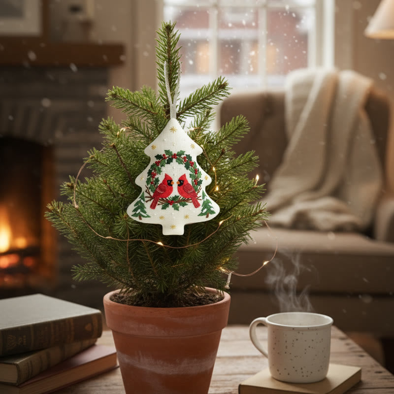 Rubbyoo Tree-shaped Embroidery Kit - Red Cardinal | Diy Christmas Decoration | Beginner Hand Embroidery Gift - image 6