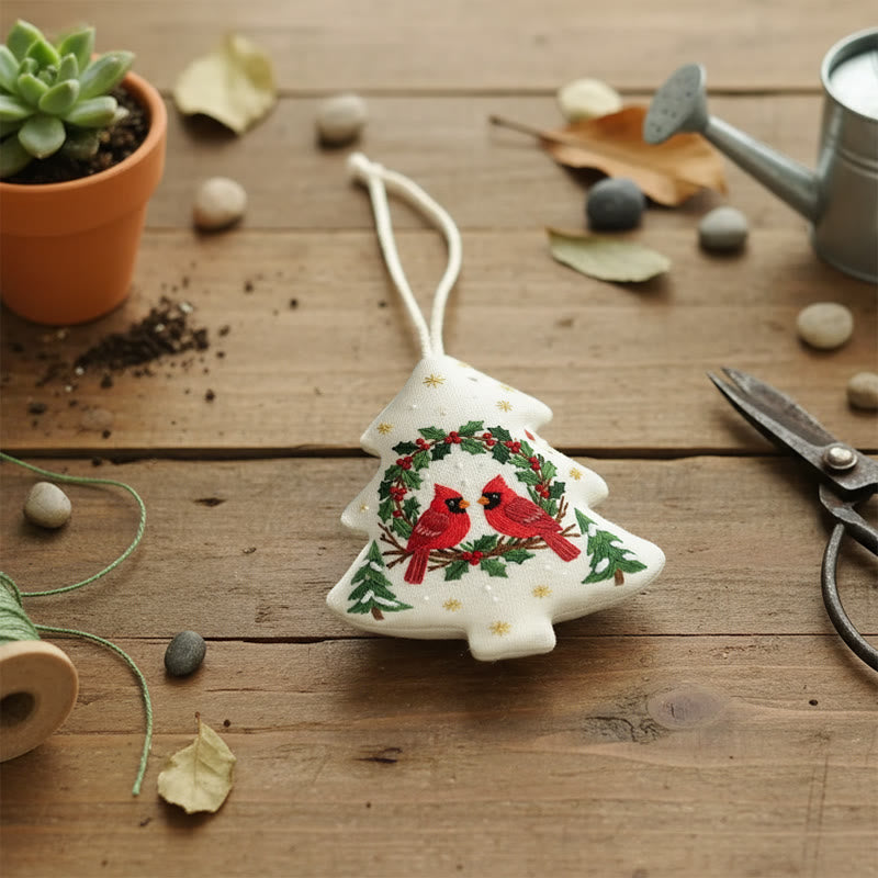 Rubbyoo Tree-shaped Embroidery Kit - Red Cardinal | Diy Christmas Decoration | Beginner Hand Embroidery Gift - image 8