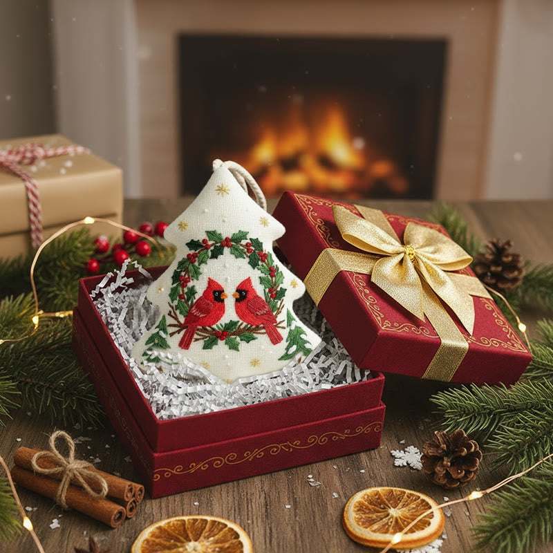 Rubbyoo Tree-shaped Embroidery Kit - Red Cardinal | Diy Christmas Decoration | Beginner Hand Embroidery Gift - image 2