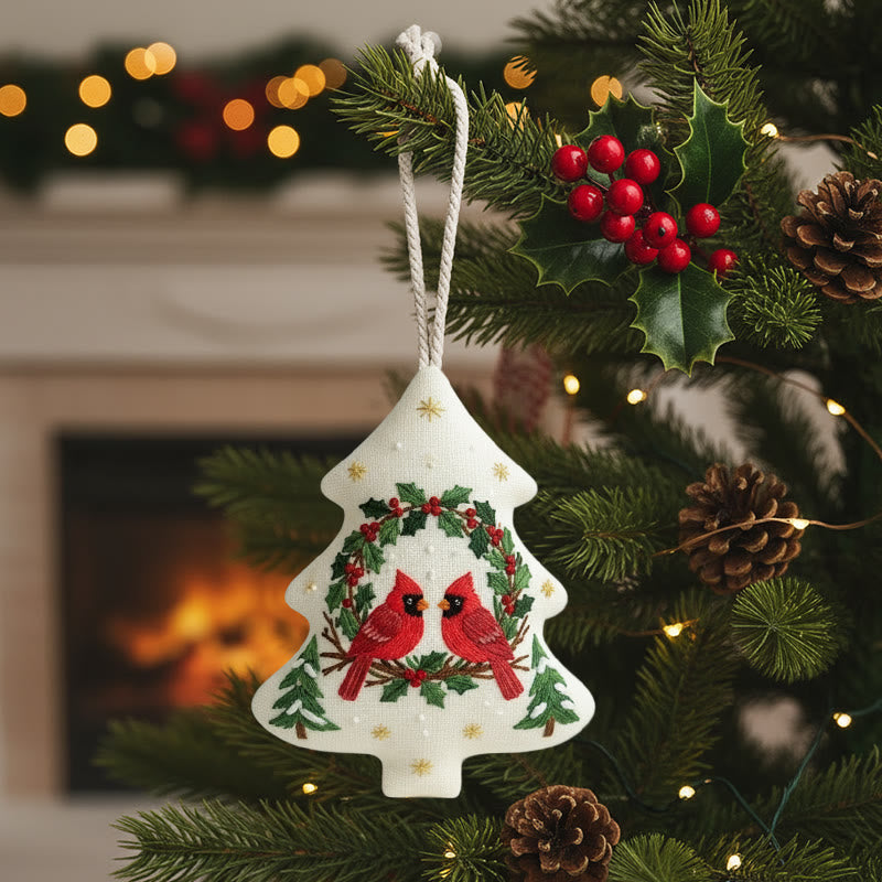Rubbyoo Tree-shaped Embroidery Kit - Red Cardinal | Diy Christmas Decoration | Beginner Hand Embroidery Gift - image 0