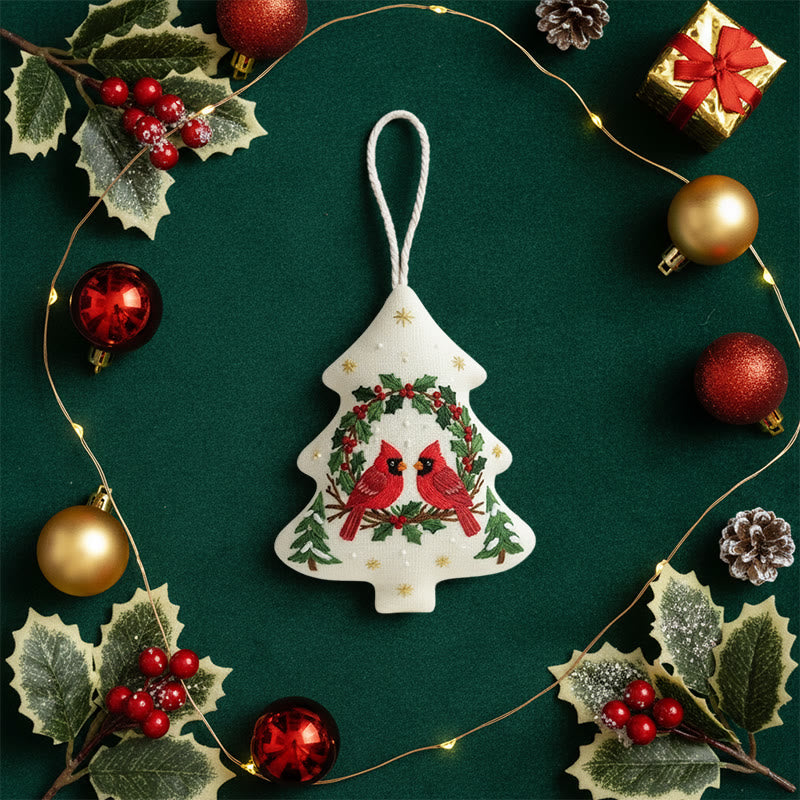 Rubbyoo Tree-shaped Embroidery Kit - Red Cardinal | Diy Christmas Decoration | Beginner Hand Embroidery Gift - image 5