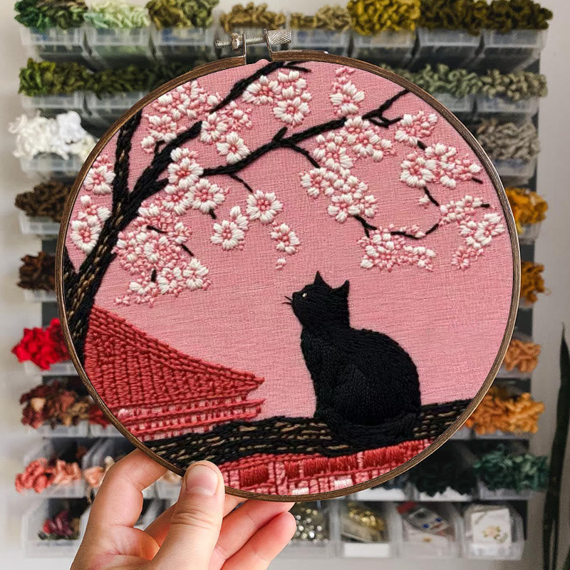 Rubbyoo Embroidery Kit - Sakura Cat | Oriental-inspired Diy | Whimsical Wall Art Kit - image 7