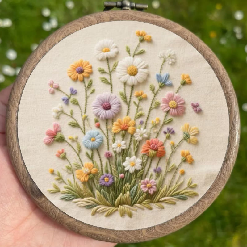 Rubbyoo Embroidery Kit - Bouquet Of Colorful Wildflowers | Beginner Embroidered | Great Gift For Her - image 2