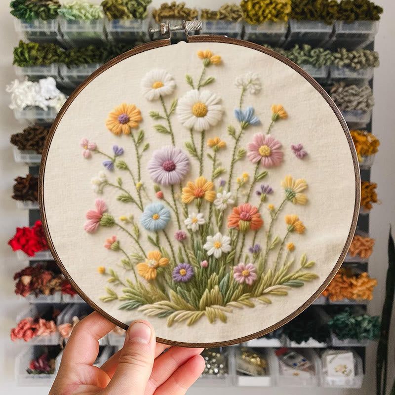 Rubbyoo Embroidery Kit - Bouquet Of Colorful Wildflowers | Beginner Embroidered | Great Gift For Her - image 8