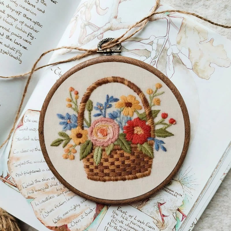 Rubbyoo Embroidery Kit - Blooming Basket Bouquet | Botanical Stitch Design | Charming Decorative Showcase - image 4